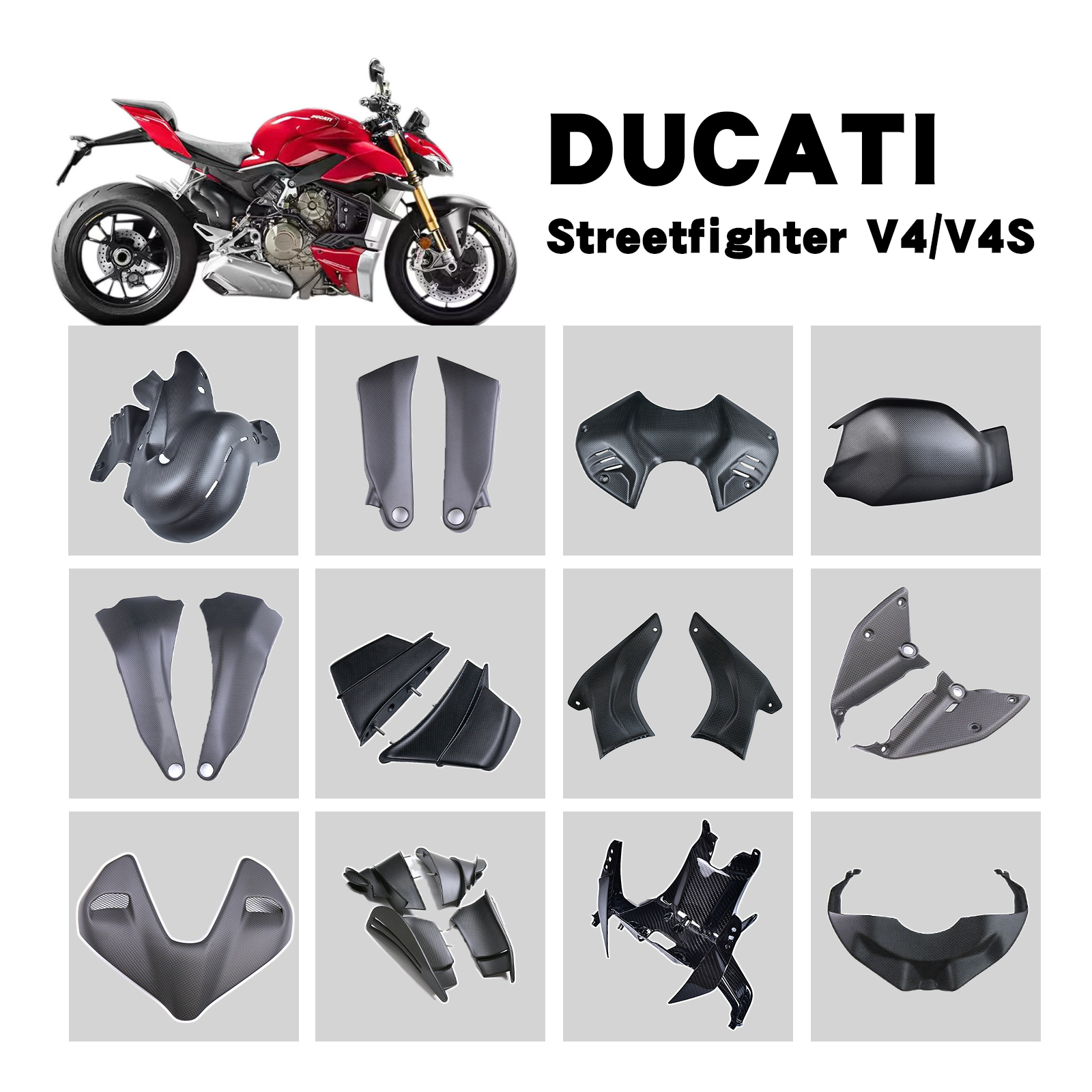 适用杜卡迪 Ducati Streetfighter V4 / V4S碳纤维外壳全套改装件
