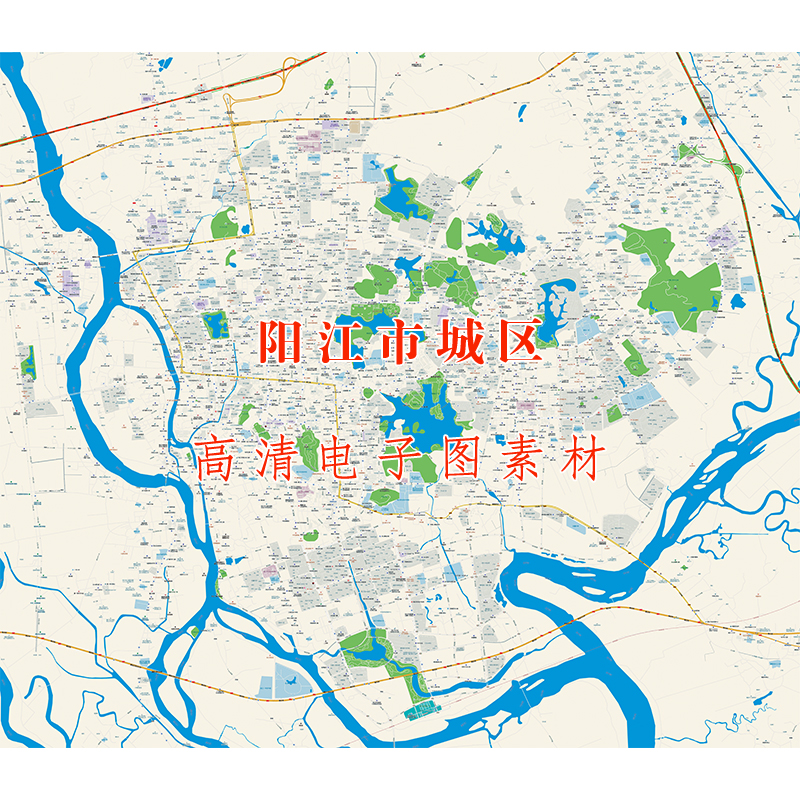 （仅图片）阳江市区江城区阳东区地图城区道路高清电子图片素材
