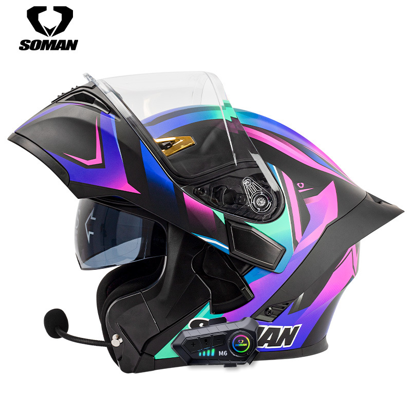 摩托车头盔男女双镜片揭面盔高音质蓝牙耳机955-S蓝牙头盔