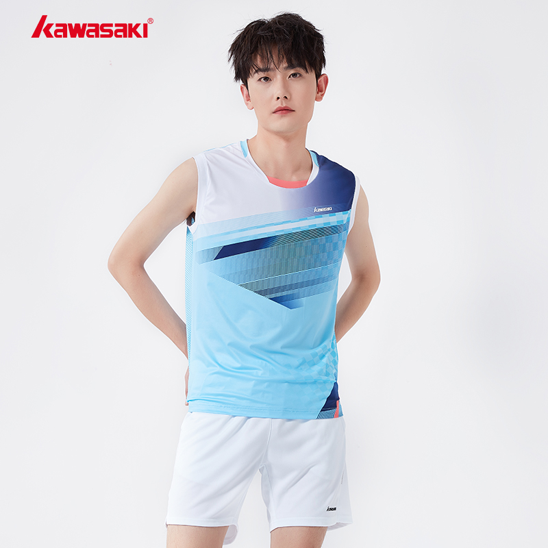 Kawasaki/川崎新款羽毛球运动服男款背心 圆领背心速干T恤