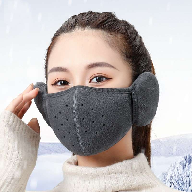 东北哈尔滨雪乡旅游防寒摩托车防风口罩保暖护耳带耳罩女毛绒面罩