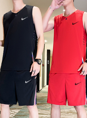 耐克顿运动套装男士夏季宽松跑步健身训练速干背心透气短裤篮球服