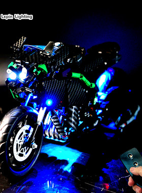 LP积木灯光 适用启智乐85001川崎H2R摩托车LED遥控灯光积木灯配件