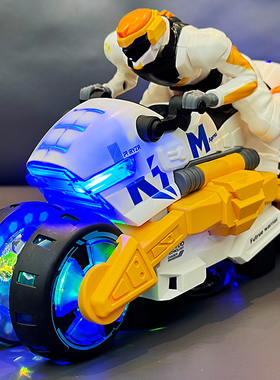 儿童特技变形摩托车电动玩具万向旋转音乐旋转灯光男孩六一节礼物