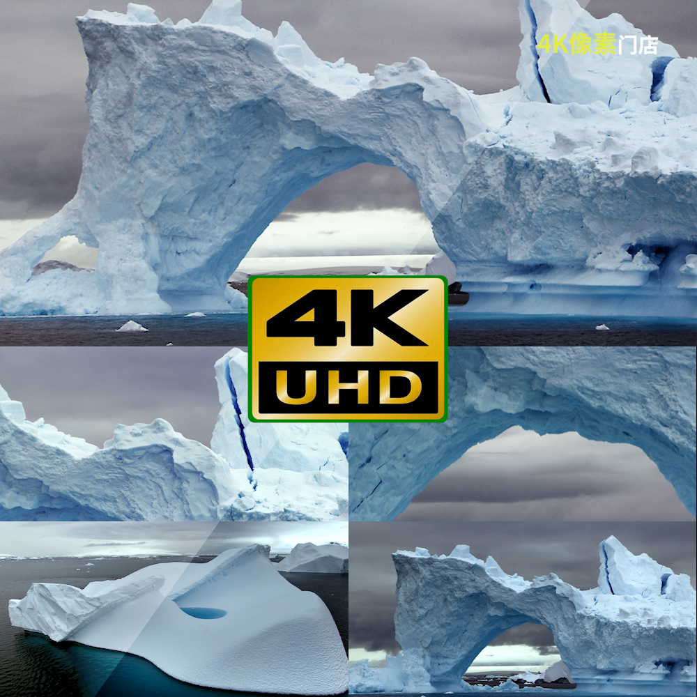 39-4K视频素材-冰川全球变暖北极恶化户外夜晚天空美景岛屿雪山