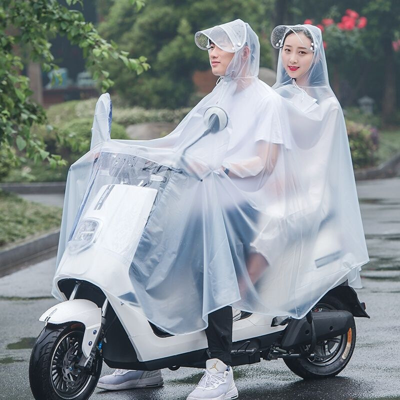 新款电动自行车雨衣摩托车双人骑行电瓶车雨披韩国时尚成人女母子
