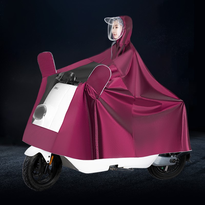【三帽檐提花】全身防暴雨电瓶摩托车单人男女骑行款加大加厚雨披