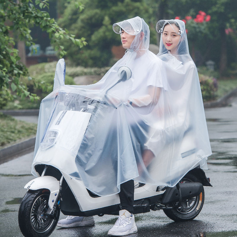 双人雨衣电动车两人摩托车透明长款遮脚母子专用成人户外加大加厚