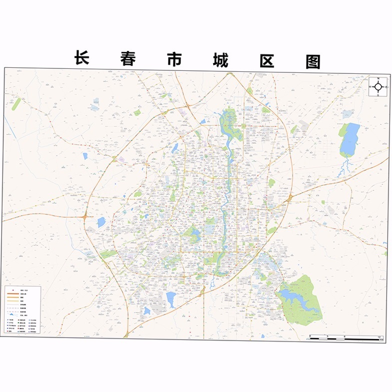 2024年长春市地图贴图 办公室挂图 行政区划墙壁装饰画定制地图