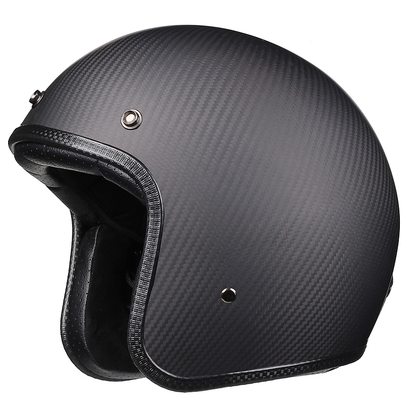 3C认证碳纤维复古哈雷电动摩托车头盔3/4半盔男女机车安全帽四季