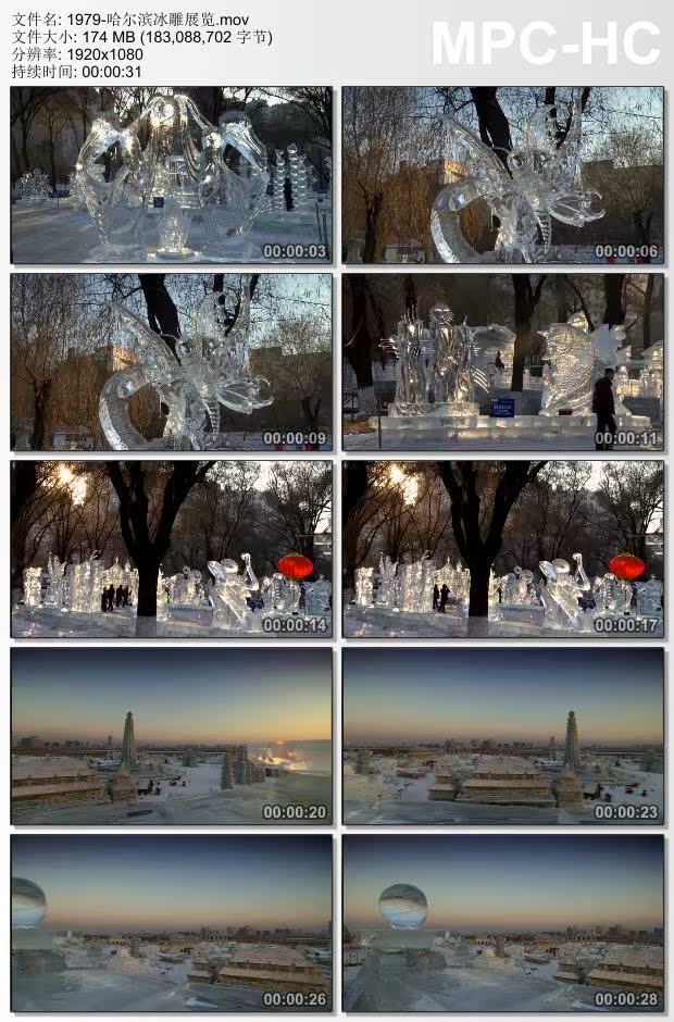 哈尔滨冰雕展览 高清视频素材