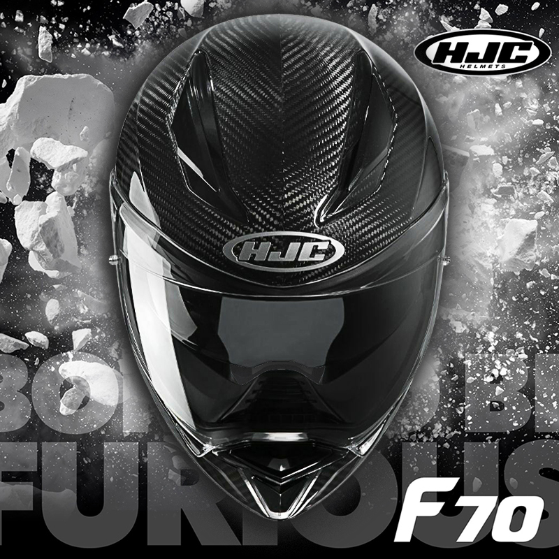 进口HJC碳纤维摩托车双镜片头盔全盔F70机车赛车跑盔四季通用男女