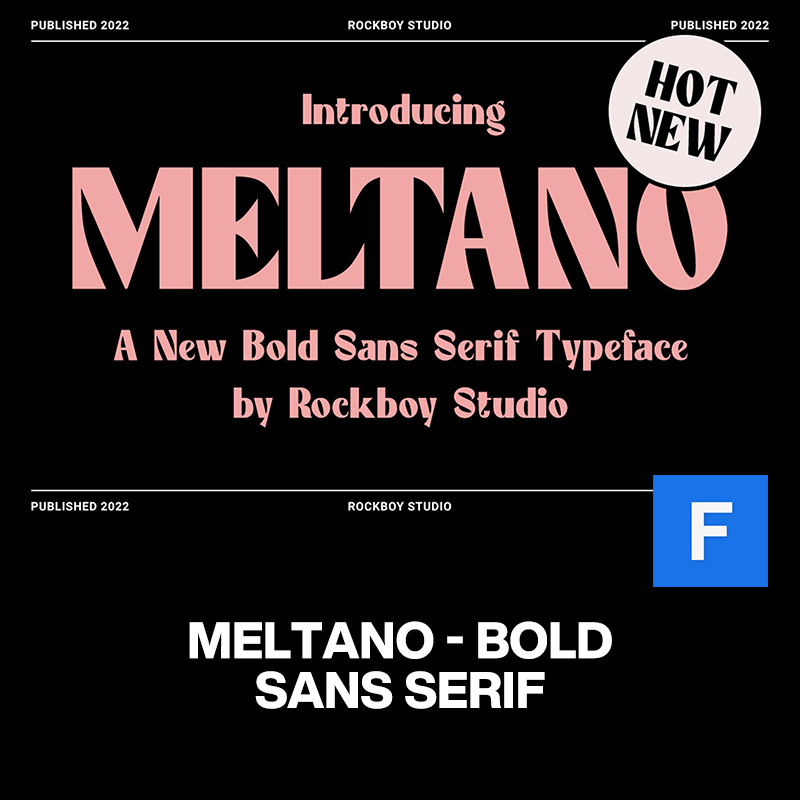 Meltano创意时尚粗体潮流品牌logo海报杂志产品包装标题英文字体