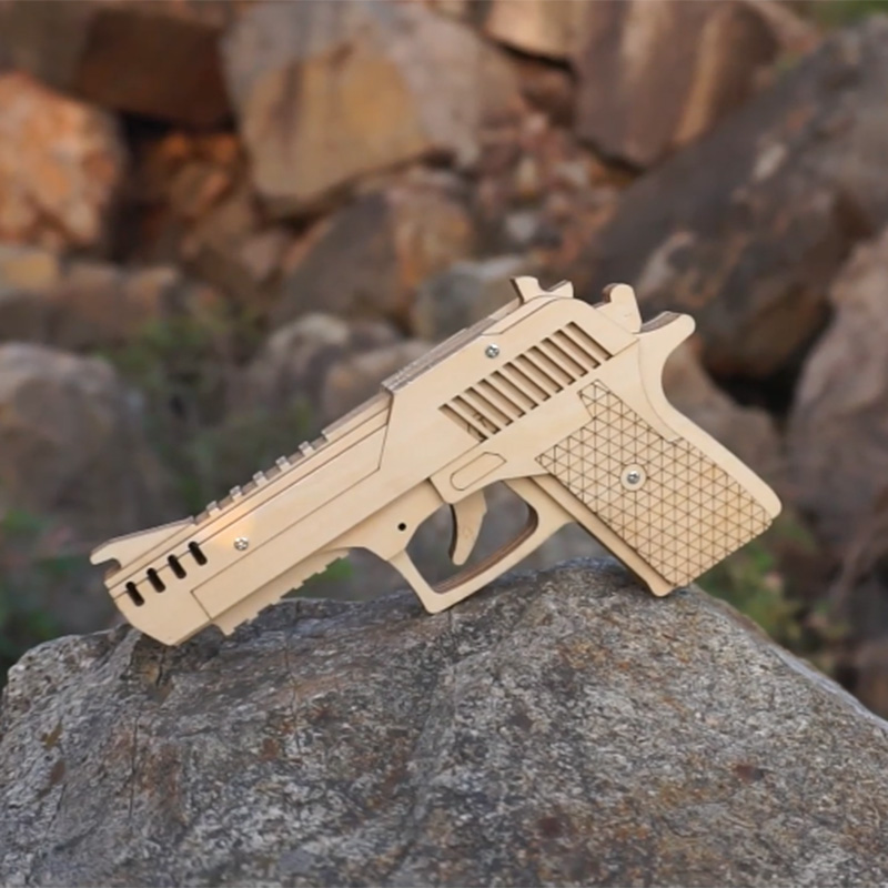 沙漠之鹰皮筋枪左轮手枪科技小制作品diy手工拼装积木科学小发明