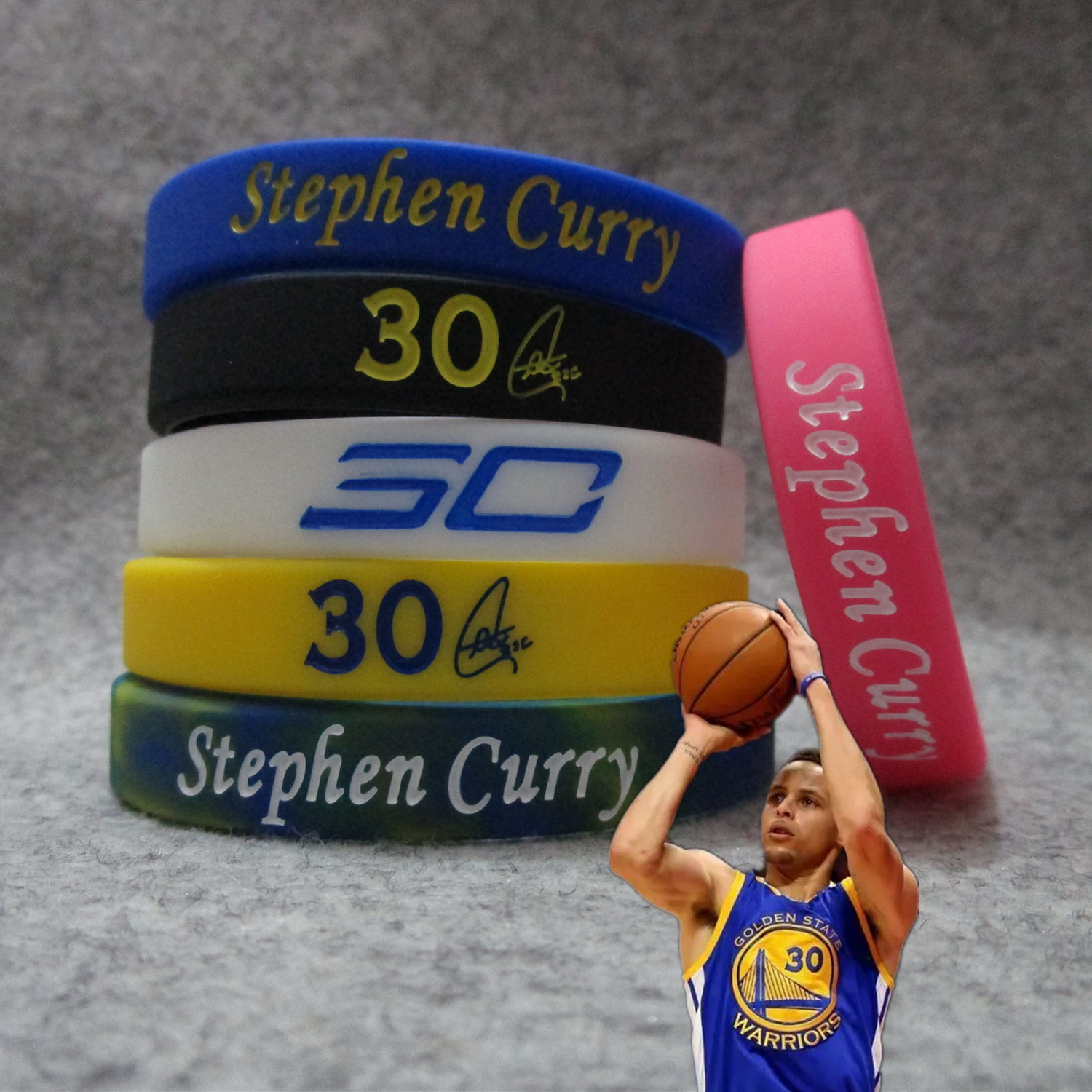 勇士篮球球星库里新标志 珍藏签名夜光运动手环硅胶腕带球迷用品