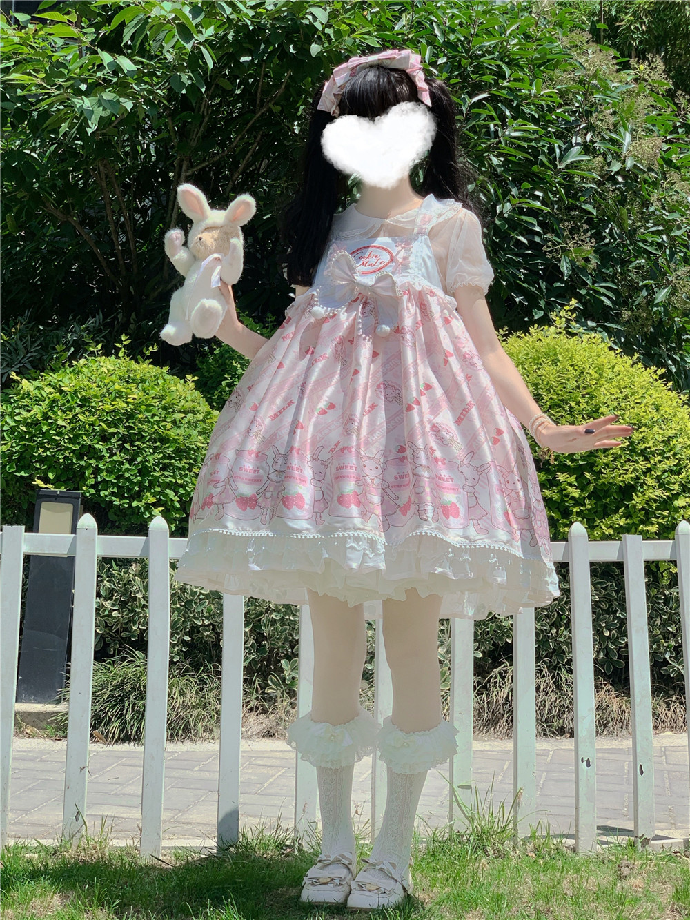 现货  兔兔奶罐JSK原创lolita洛丽塔甜美可爱小裙子吊带连衣裙