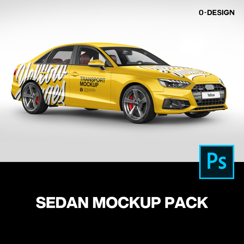 Audi奥迪A4轿车汽车涂装改色广告设计贴图ps样机素材展示效果图