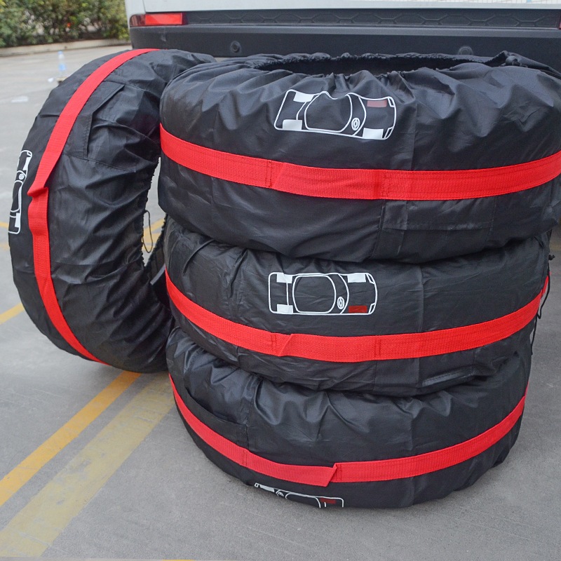 210D防水牛津布备胎套汽车轮胎罩布1套4个手提收纳袋带图标防尘袋
