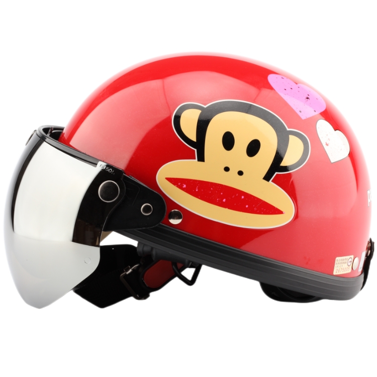 台湾限量机车猴红色哈雷电动摩托车头盔安全帽男女防晒紫外线夏季