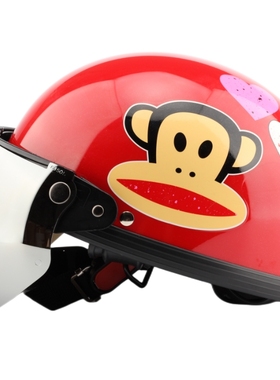 台湾限量机车猴红色哈雷电动摩托车头盔安全帽男女防晒紫外线夏季