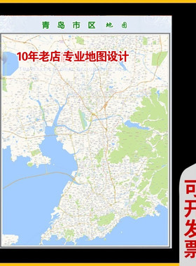超大巨幅 青岛市区地图订制定做 城市城区海报2024新版装饰画芯