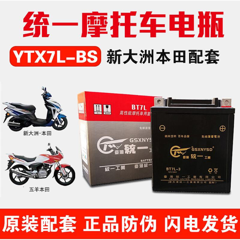 佳御110摩托车电瓶12v6ah免维护MTX7L-BS新大洲踏板车 干电池