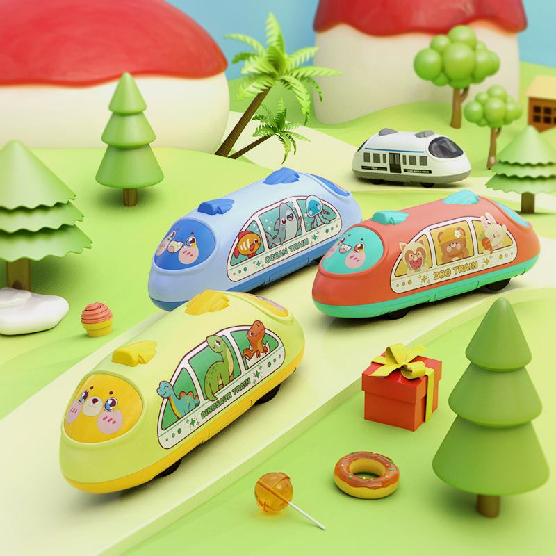 儿童卡通双回力高铁火车玩具列车动车模型仿真小汽车玩具厂家批发