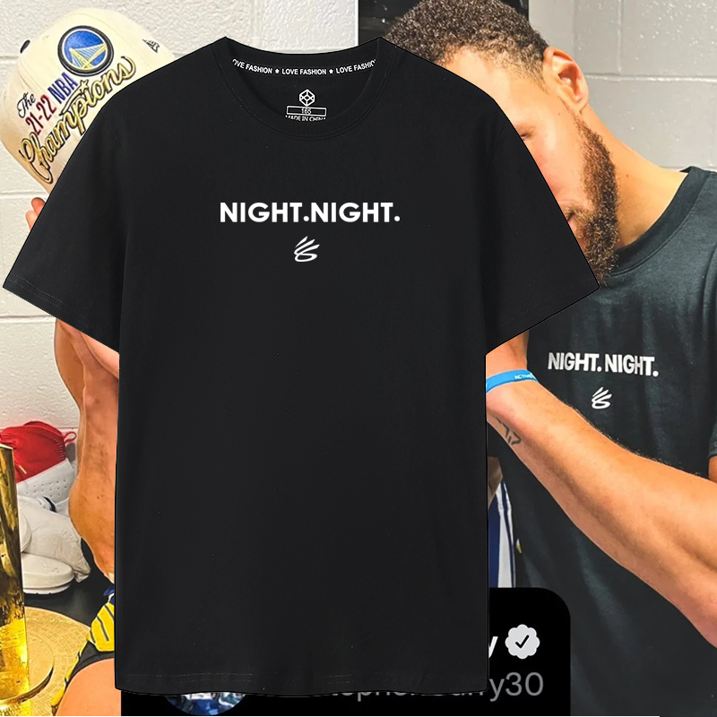 库里同款晚安短袖T恤NIGHT.NIGHT新标志睡觉姿势庆祝科尔夺冠游行