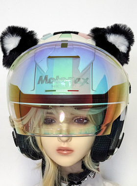 摩托车头盔装饰猫耳朵兽耳女骑电瓶车头盔饰品滑雪盔通用猫耳