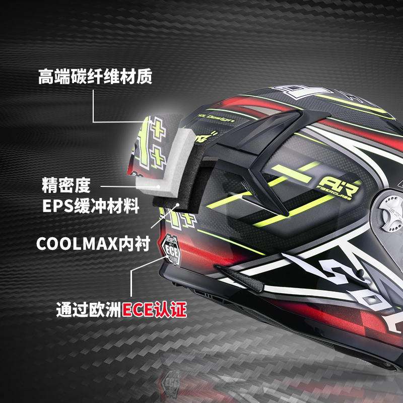 高档中国台湾摩托车头盔AF-1碳钎维高端男女四季轻型专业机车全盔