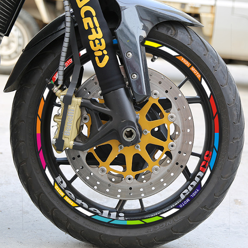 摩托车轮胎贴纸轮毂鬼火踏板装饰电动车反光防水地平线改装钢圈贴