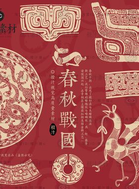 中国古典传统春秋战国纹样花纹拓片青铜器图案AI矢量设计素材PNG