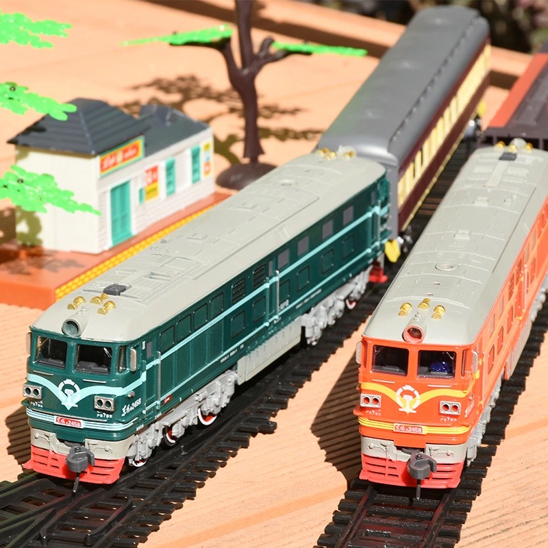 儿童玩具绿皮火车东风4B内燃机火车厢仿真电动轨道车模型高铁男孩