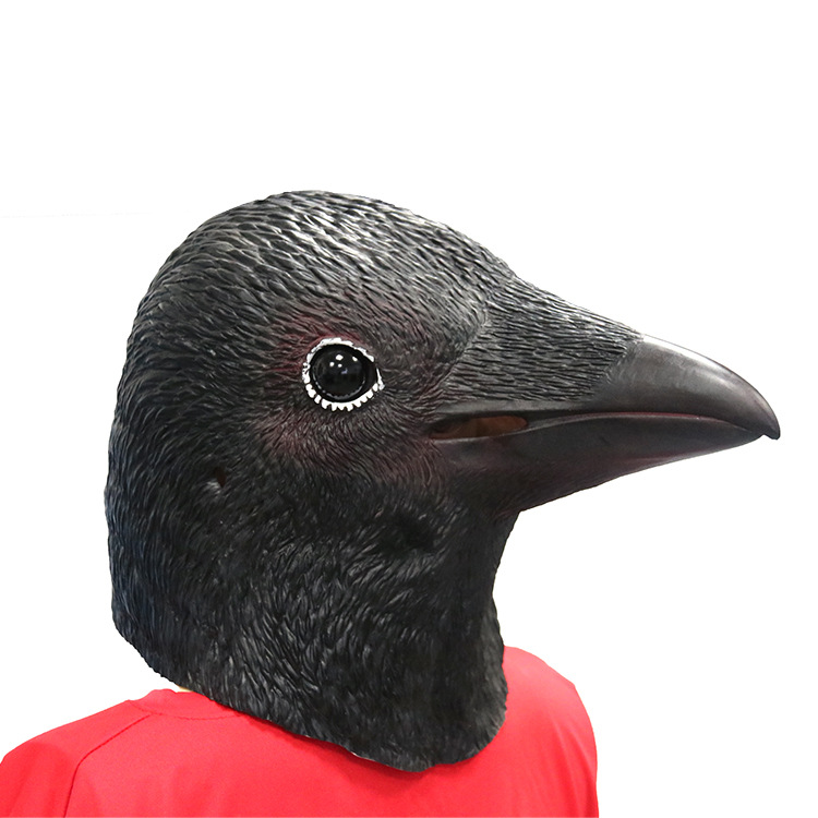 新款万圣节乌鸦面具亚马逊爆款乳胶可爱型动物全头套乌鸦鸟嘴面罩