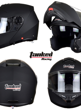 新坦克头盔男女摩托车双镜片3C全盔防雾揭面盔全盔透气安全头盔T2