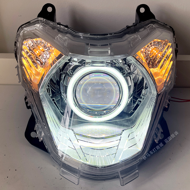 适用豪爵速道vd125s大灯总成改装LED双光透镜天使眼摩托车前照灯