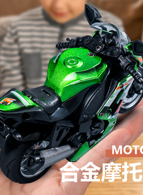 仿真合金摩托车玩具男孩趣味机车模型儿童回力玩具车摆件礼物男童