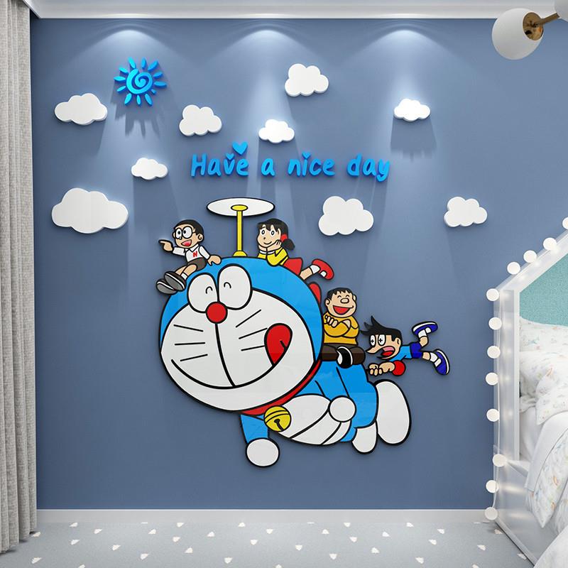 网红机器猫小房间改造用品儿童房墙面装饰卧室布置床头背景贴纸画