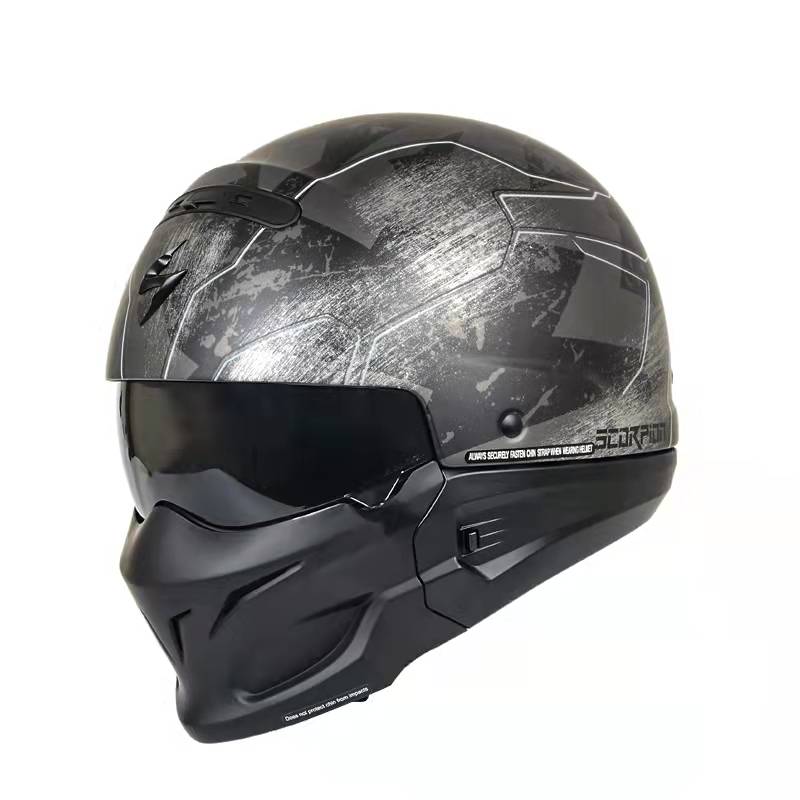 哈雷复古摩托车蝎子头盔机车个性组合全盔复合半盔新款玻璃钢