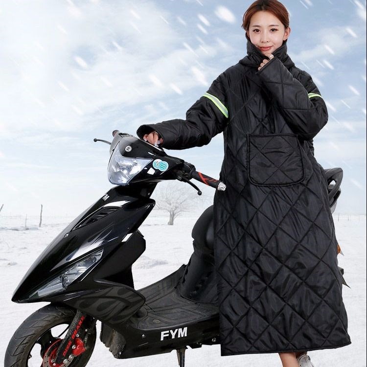 挡风衣冬季电动车骑行加厚挡风被防寒摩托车双面防水防风衣棉衣罩