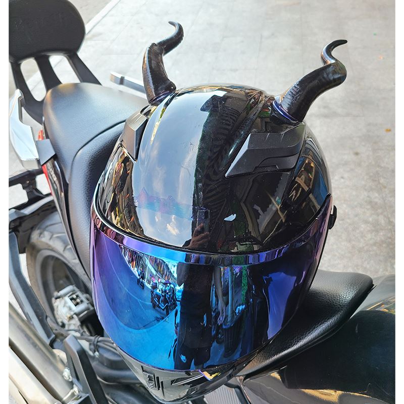 牛魔王头盔装饰仿真恶魔角超酷搞怪机车摩托电动车头盔吸盘牛角