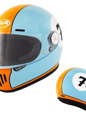 新款AVA王朝复古男女头盔 超轻玻璃钢全盔 国潮碳纤维机车摩托车