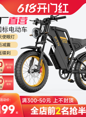 FTN新款电动自行车20寸大轮胎七级变速助力山地越野摩托车电瓶车