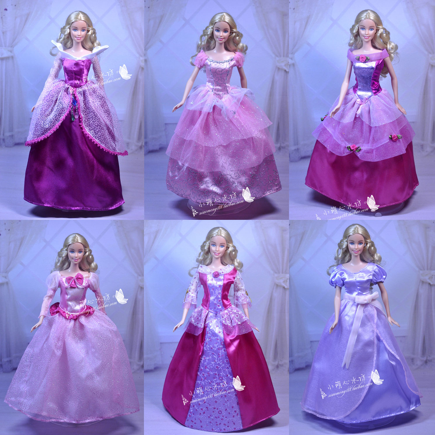 正版芭芘娃衣迪士尼皇室公主裙粉紫系列换装心怡娃娃女孩生日礼物