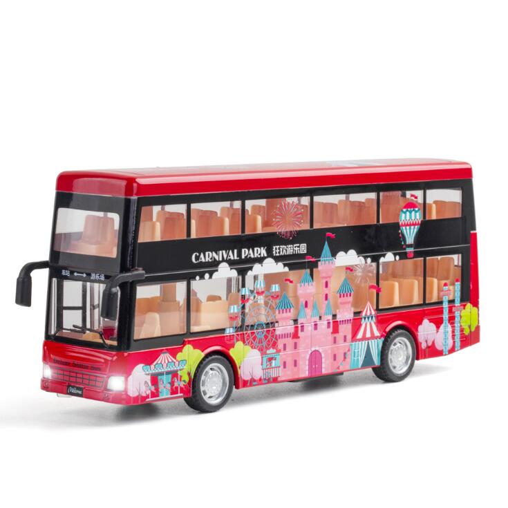 男孩大号双层公交车玩具 开门合金巴士车公共汽车模型 儿童大巴