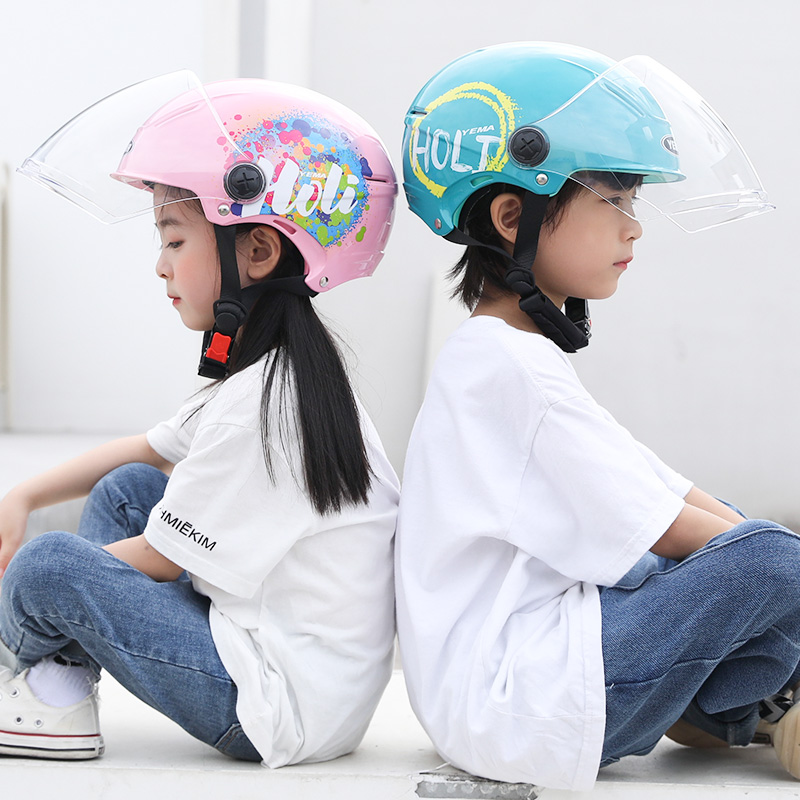 3C认证野马儿童头盔男孩女夏季可爱小孩宝宝电动摩托车半盔安全帽