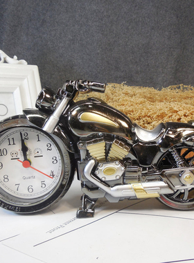 复古装饰闹钟学生床头钟摩托车模型儿童闹钟小孩礼物电子时钟礼品