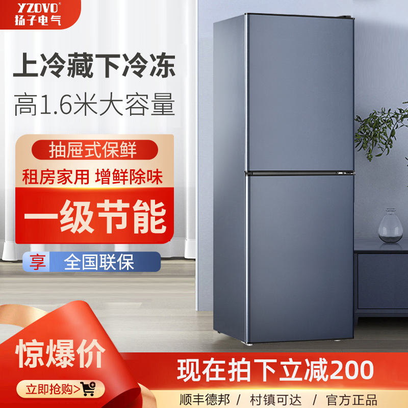 扬子电气无霜双门式电冰箱冷藏冷冻小型家用宿舍一级节能三门冰箱