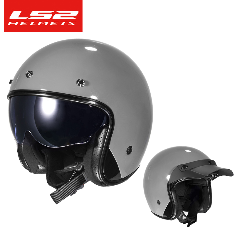 高档LS2哈雷复古头盔摩托车男碳纤维半盔四分之三盔四季女机车OF6