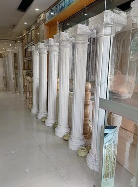 大理石圆柱实心空心石柱罗马柱圆柱皮包柱定制大花白爵士白雅士白